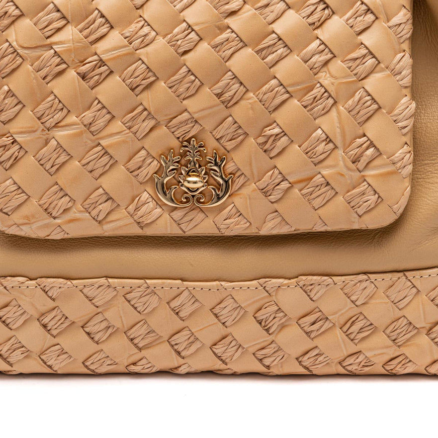 BOLSA TOTE DHALIA TRESSE DE RÁFIA MACADAMIA