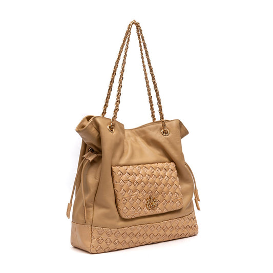 BOLSA TOTE DHALIA TRESSE DE RÁFIA MACADAMIA