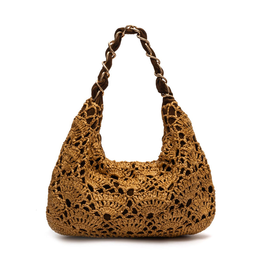 BOLSA LE BON CROCHET HOBO MAXI RÁFIA SOLAR