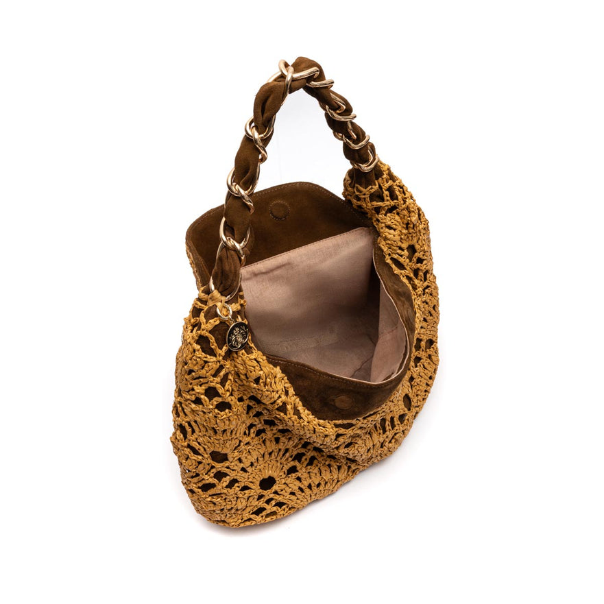 BOLSA LE BON CROCHET HOBO MAXI RÁFIA SOLAR