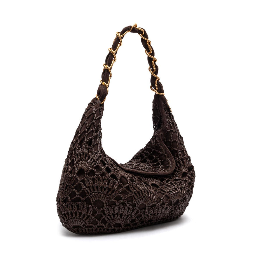 BOLSA LE BON CROCHET HOBO MAXI RÁFIA EXPRESSO