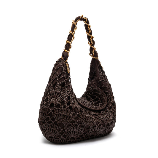 BOLSA LE BON CROCHET HOBO MAXI RÁFIA EXPRESSO