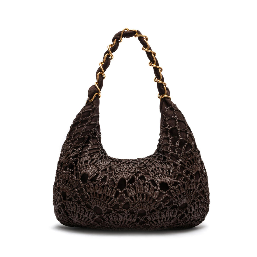 LE BON CROCHET HOBO MAXI RAFFIA ESPRESSO BAG