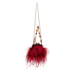 BOLSA POUCH PEQUENA DE PLUMAS CARMIM