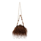 BOLSA POUCH PEQUENA  DE PLUMAS MASCAVO