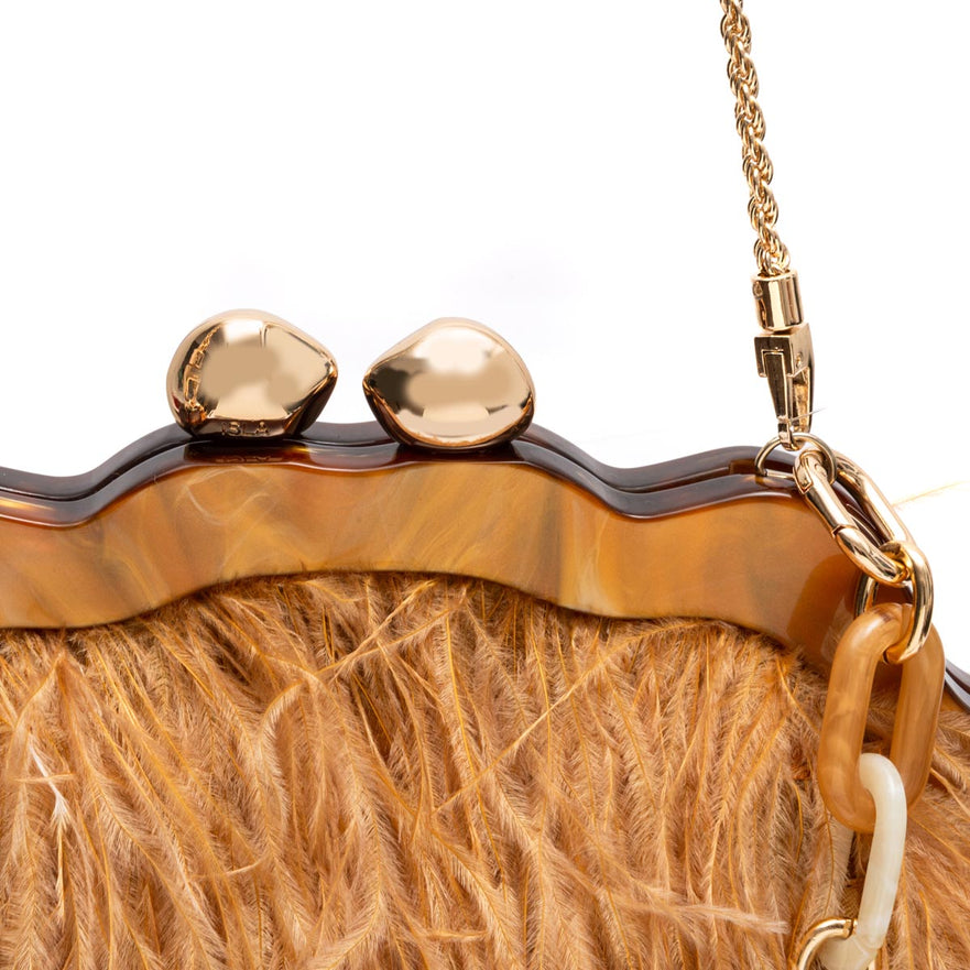 BOLSA POUCH PEQUENA DE PLUMAS MEL