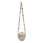 BOLSA CLUTCH ESFERA PEQUENA DE CRISTAIS BRANCOS COM OURO