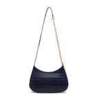 BOLSA SHOULDER FOREVER PEQUENA CAIMAN COBALTO OURO