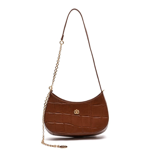 BOLSA FOREVER SHOULDER BAG MAXI CROCO PECAN OURO