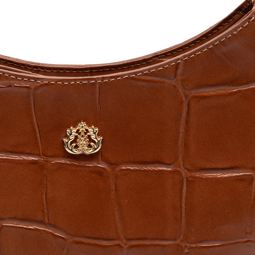 BOLSA FOREVER SHOULDER BAG MAXI CROCO PECAN OURO