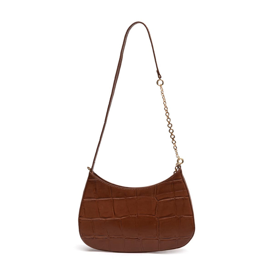 BOLSA FOREVER SHOULDER BAG MAXI CROCO PECAN OURO