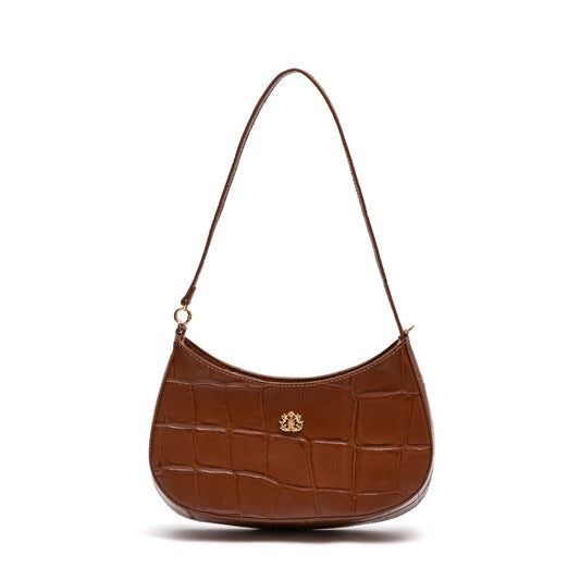 BOLSA FOREVER SHOULDER BAG MAXI CROCO PECAN OURO