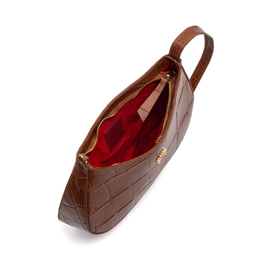 BOLSA FOREVER SHOULDER BAG MAXI CROCO PECAN OURO
