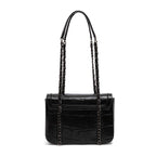 BOLSA SIENNA MÉDIA FLAP EM COURO PRETA