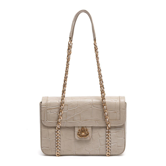 SIENNA MÉDIA TOTE FLAP EM COURO MARSHMALLOW