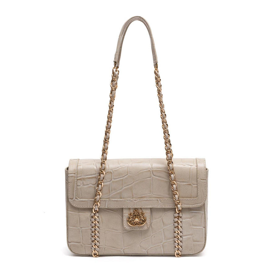 SIENNA MÉDIA TOTE FLAP EM COURO MARSHMALLOW