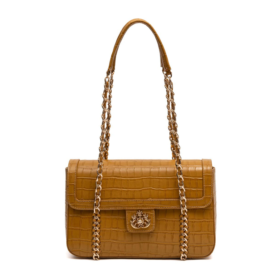 BOLSA SIENNA JUMBO TOTE FLAP EM COURO AÇAFRÃO