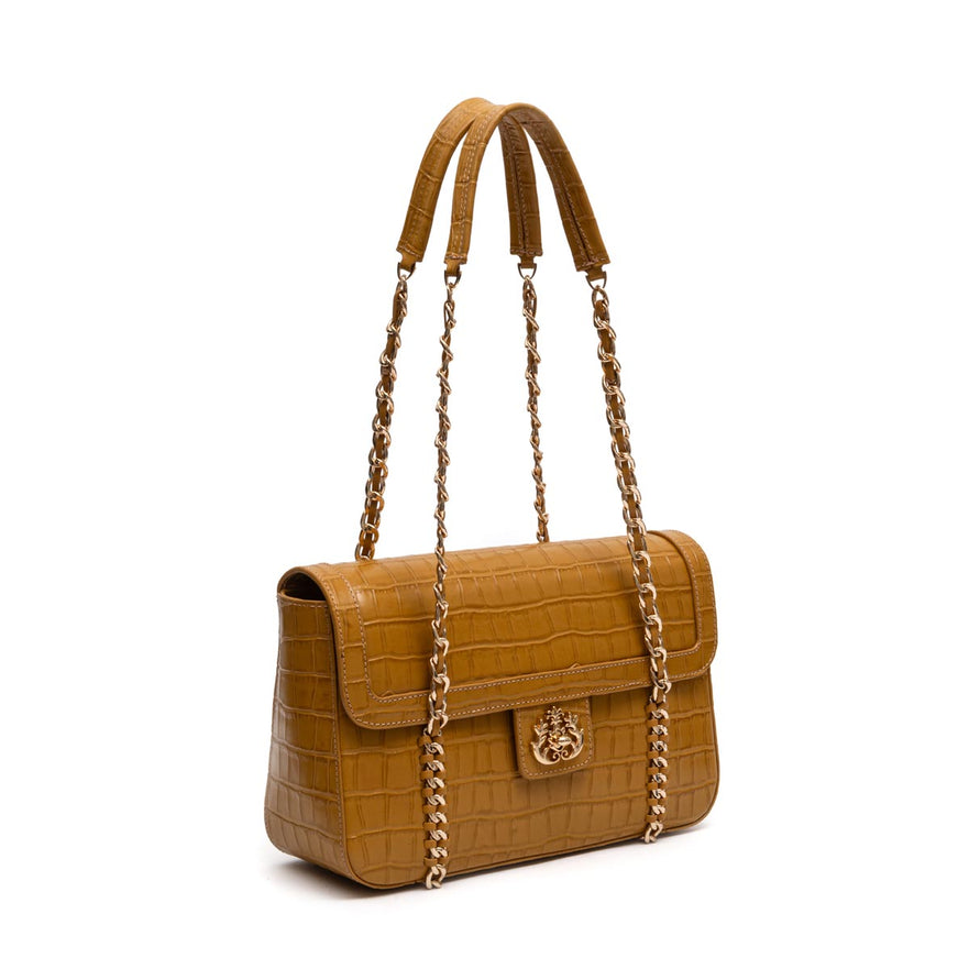 BOLSA SIENNA JUMBO TOTE FLAP EM COURO AÇAFRÃO