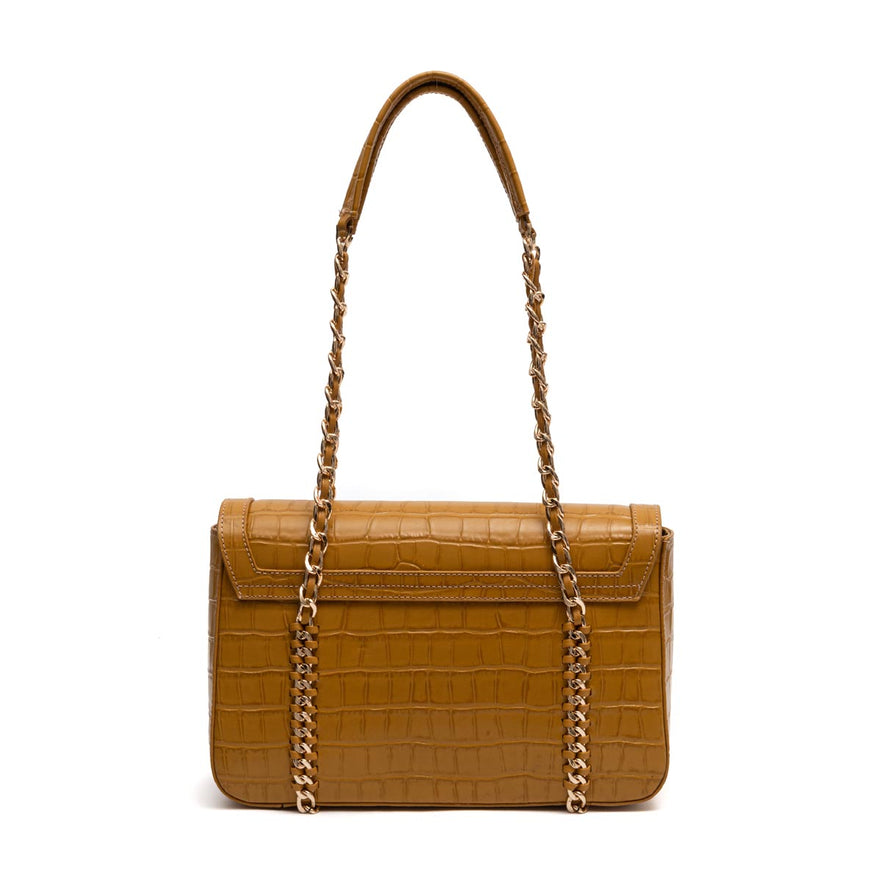 BOLSA SIENNA JUMBO TOTE FLAP EM COURO AÇAFRÃO
