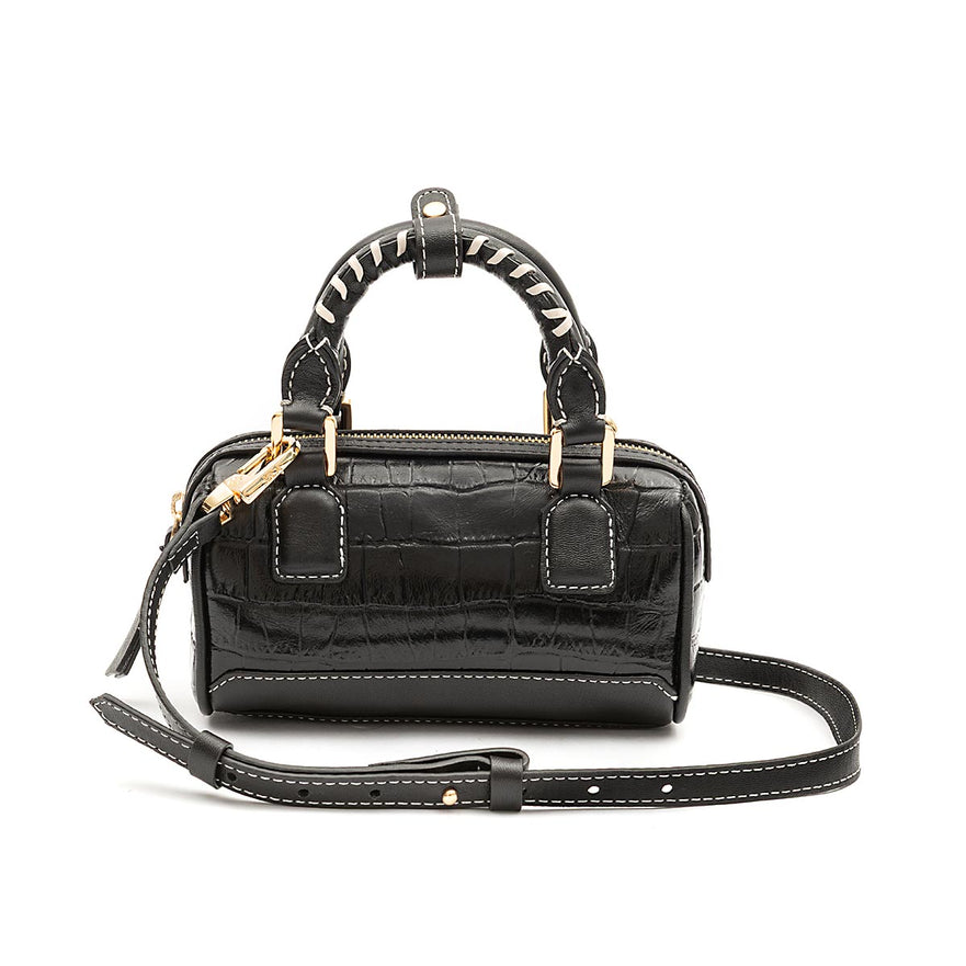 BOLSA MINI BOWLING MAIA MAXI CROCO PRETO