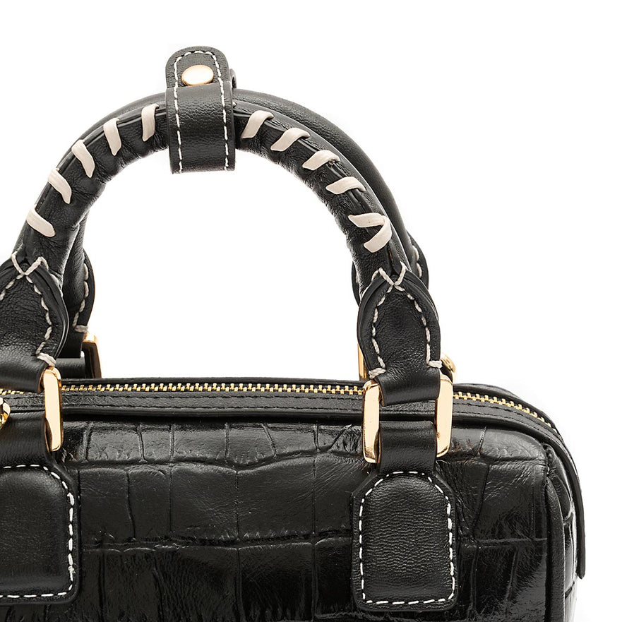 BOLSA MINI BOWLING MAIA MAXI CROCO PRETO