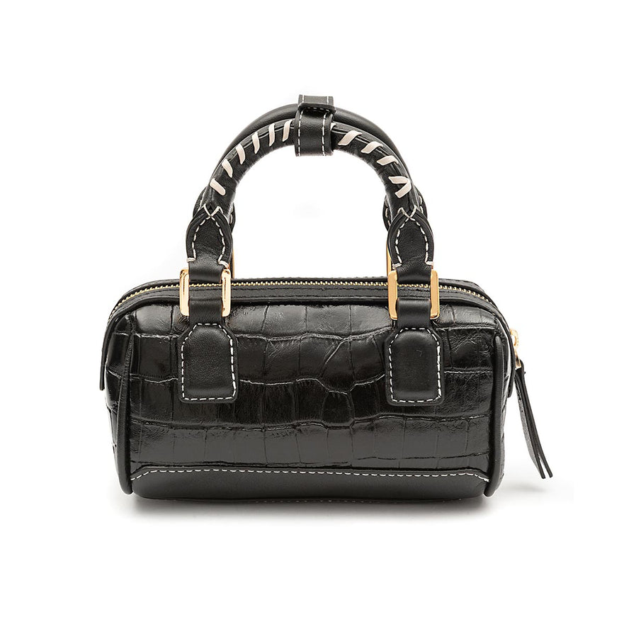 BOLSA MINI BOWLING MAIA MAXI CROCO PRETO