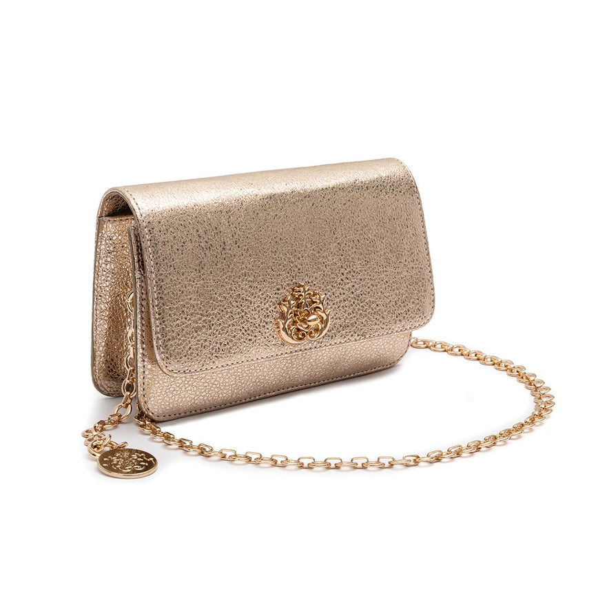 BOLSA CARTEIRA FOREVER  PEQUENA COURO STELLARE OURO LIGHT