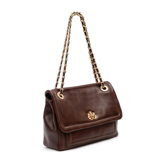 BOLSA FLAP DAHLIA CROSBY COURO PINHÃO OURO