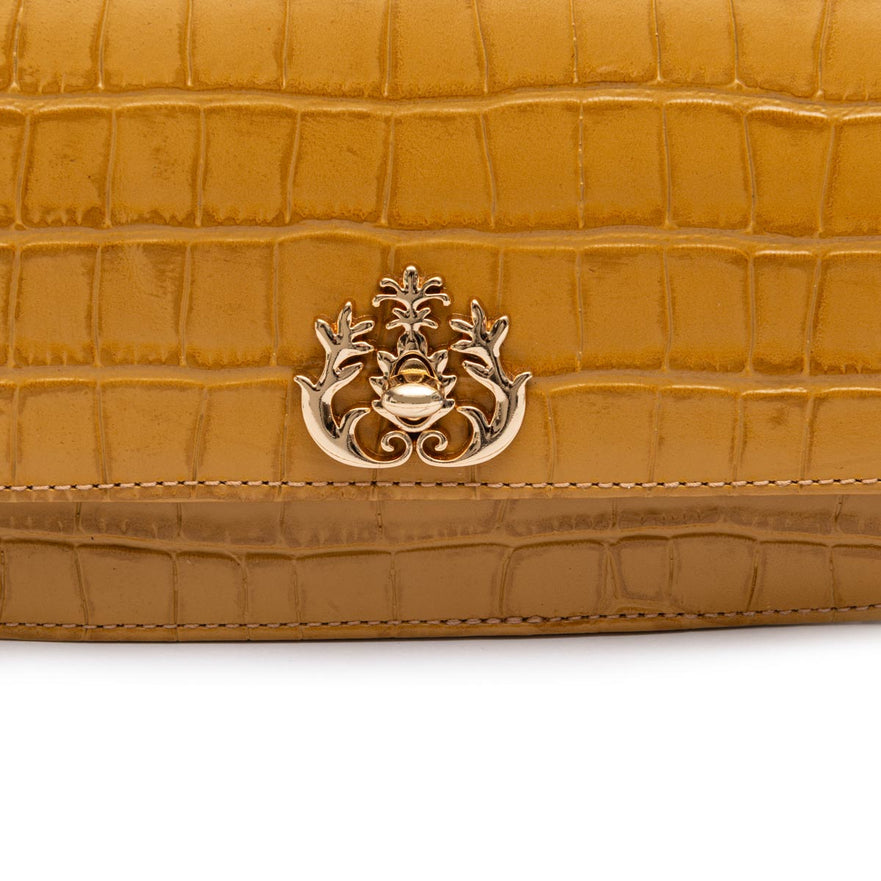 BOLSA CARTEIRA FOREVER PEQUENA CAIMAN AÇAFRÃO