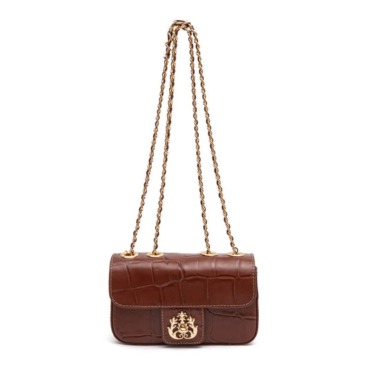 Bolsa Mini Anne Baguete em couro Canela