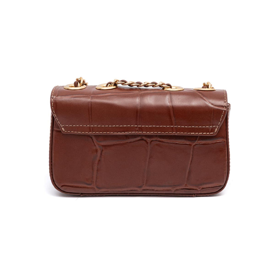 Bolsa Mini Anne Baguete em couro Canela