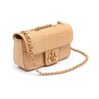 Bolsa Mini Anne Baguete em Couro Macadâmia
