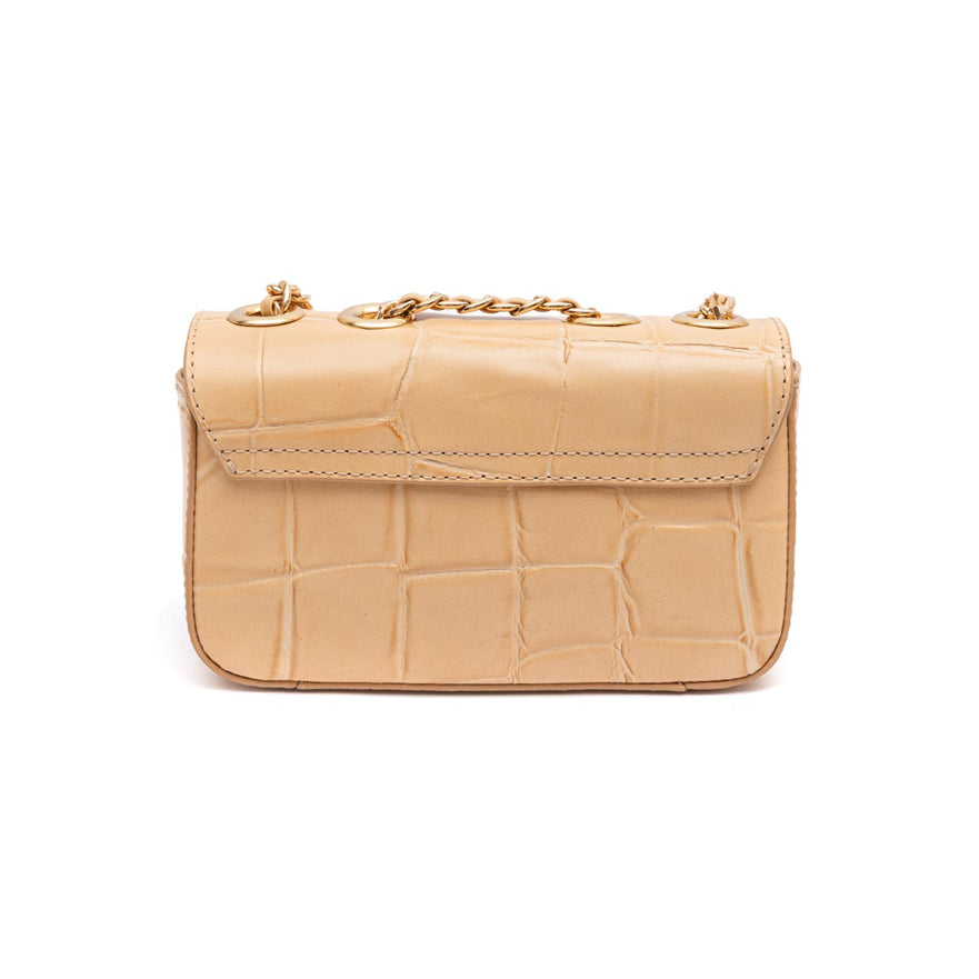Bolsa Mini Anne Baguete em Couro Macadâmia