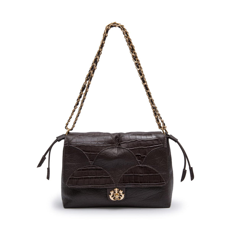 MAREA PATCH SCALE FLAP ESPRESSO BAG