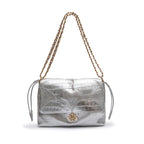 BOLSA PATCH  SCALE FLAP MAREA GRANDE COURO PRATA