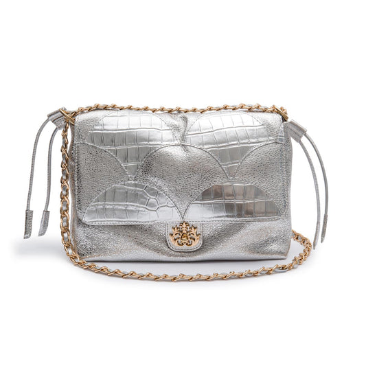BOLSA PATCH  SCALE FLAP MAREA GRANDE COURO PRATA