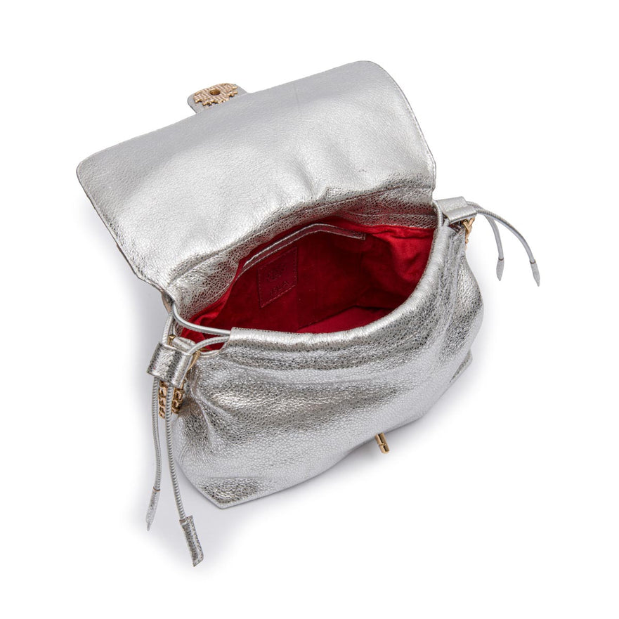 BOLSA PATCH  SCALE FLAP MAREA GRANDE COURO PRATA