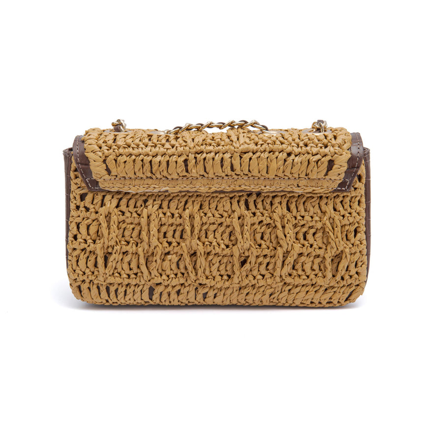 BOLSA BAGUETE ANNE PEQUENA CROCHÊ RÁFIA SOLAR