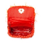Mini Bolsa em Croche e Plumas Laranja