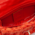 Mini Bolsa em Croche e Plumas Laranja