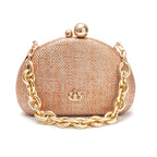 BOLSA CLUTCH ABAULADA COM CORRENTE BRONZE