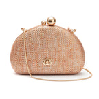 BOLSA CLUTCH ABAULADA COM CORRENTE BRONZE