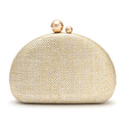 BOLSA CLUTCH ABAULADA COM CORRENTE NATURAL