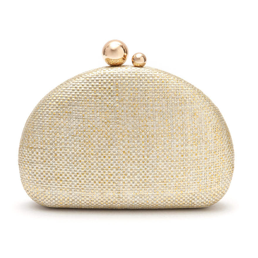 BOLSA CLUTCH ABAULADA COM CORRENTE NATURAL