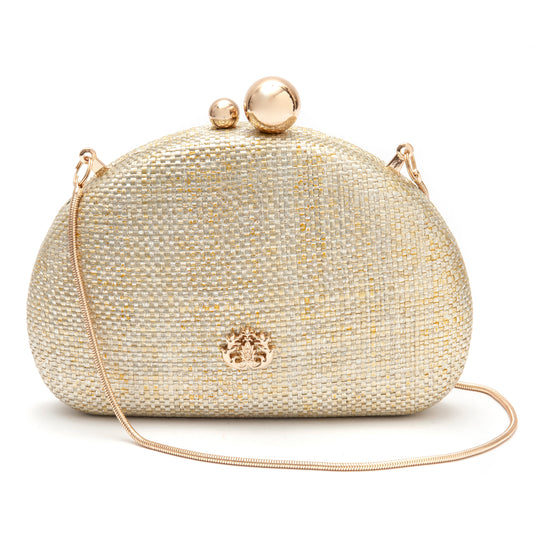 BOLSA CLUTCH ABAULADA COM CORRENTE NATURAL