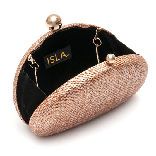 BOLSA CLUTCH ABAULADA COM CORRENTE BRONZE
