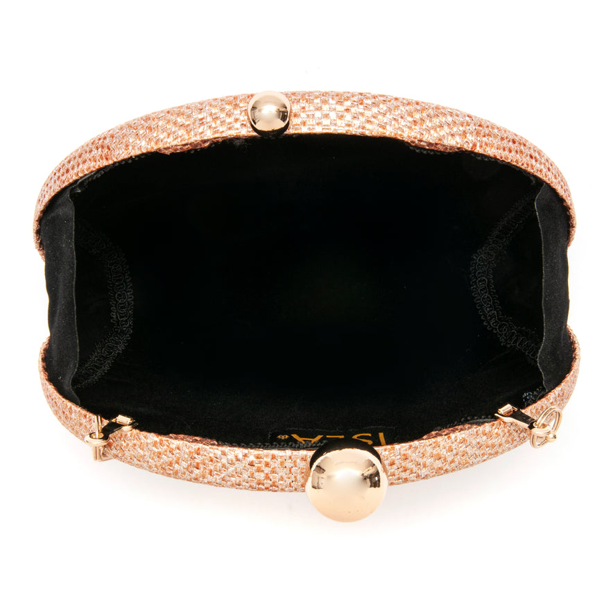 BOLSA CLUTCH ABAULADA COM CORRENTE BRONZE