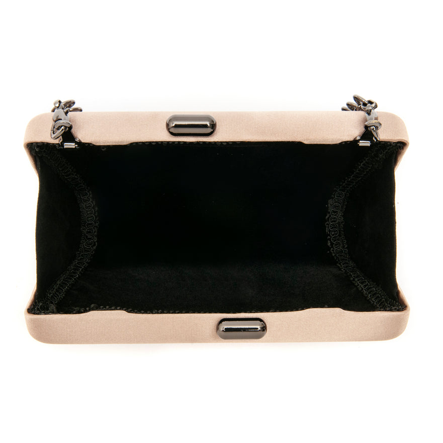 BOLSA CLUTCH EVA EM CETIM FENDI ONIX