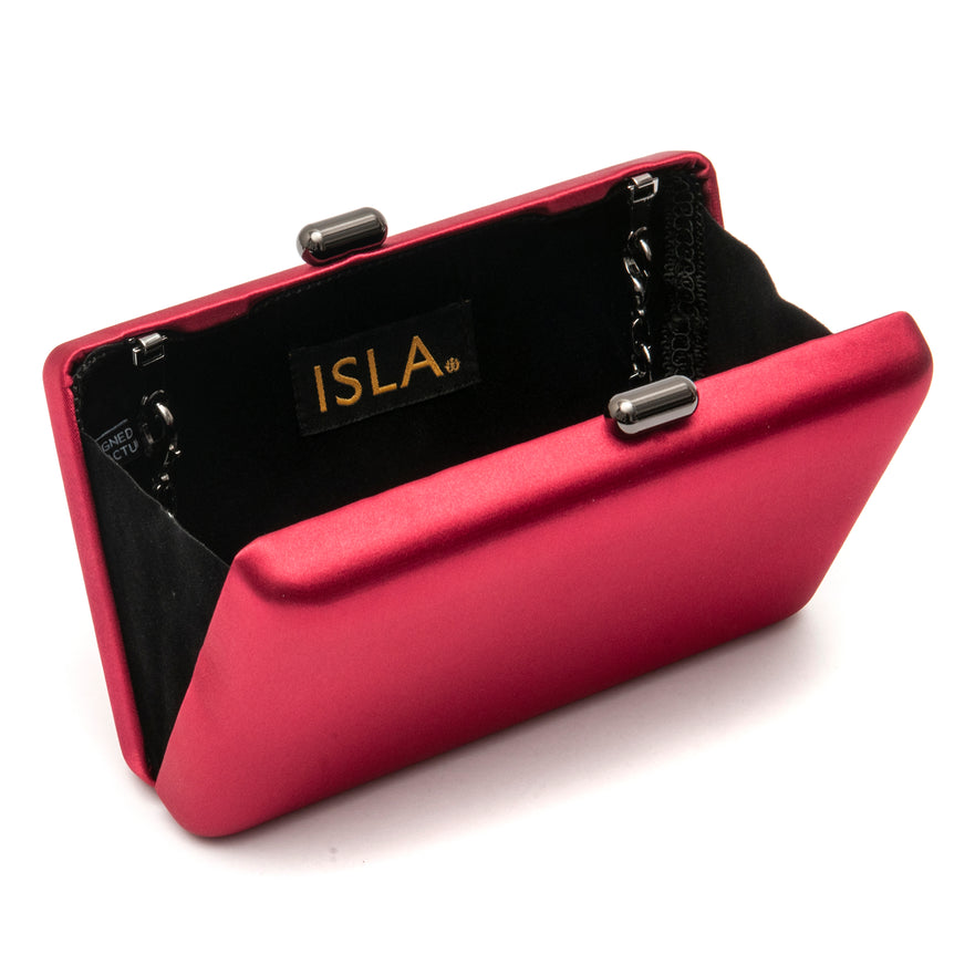 BOLSA CLUTCH EVA EM CETIM VINHO