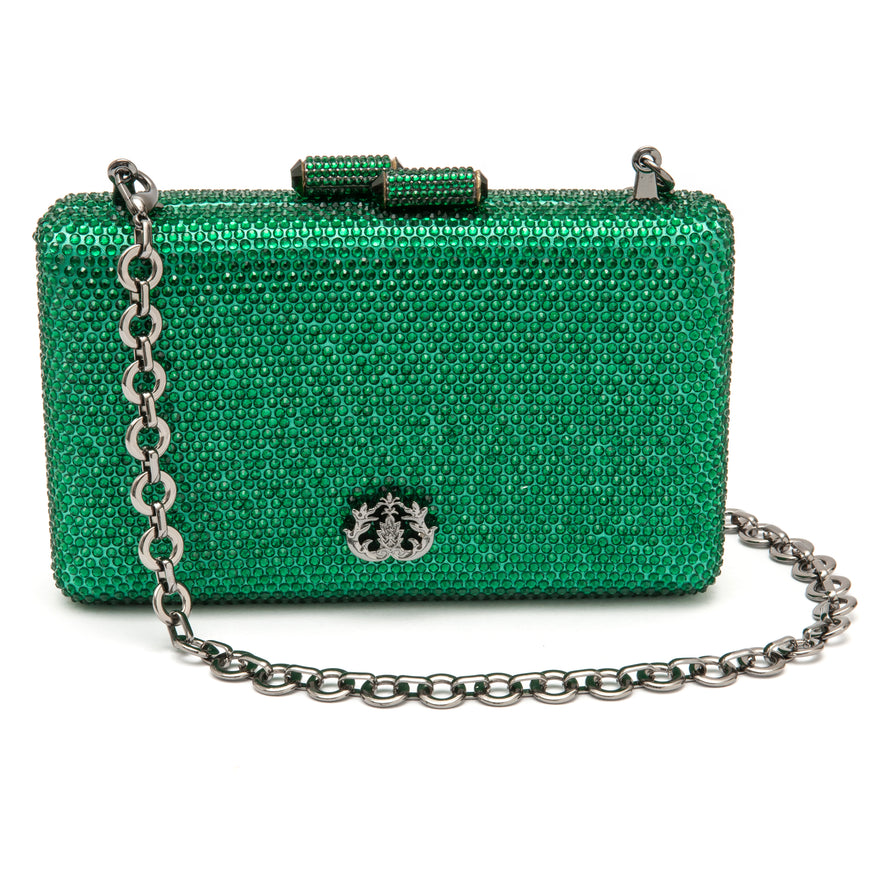 BOLSA CLUTCH EVA EM CRISTAIS VERDE